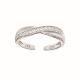 Silver Cz Crisscross Toe Ring